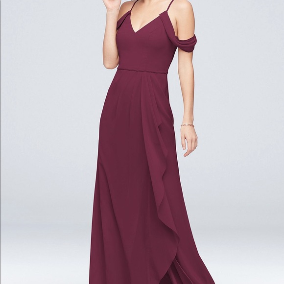 David’s Bridal OFF-THE-SHOULDER DRESS WITH CASCADE - Picture 2 of 4